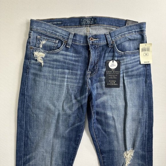 Lucky Brand Women’s Sienna Slim Boyfriend Jeans Size 10/30 Distressed Blue - Picture 3 of 9